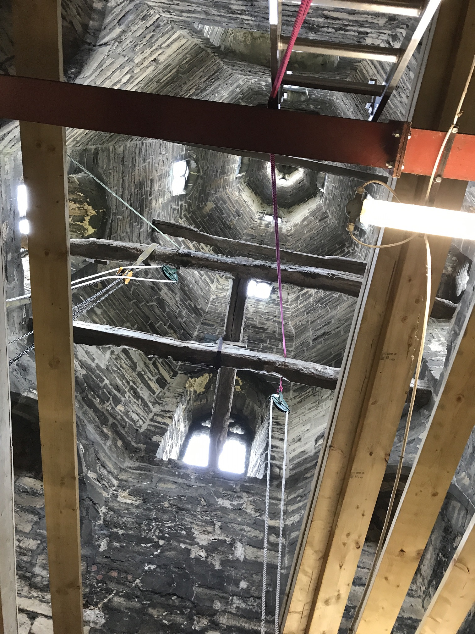 The new roof under construction
